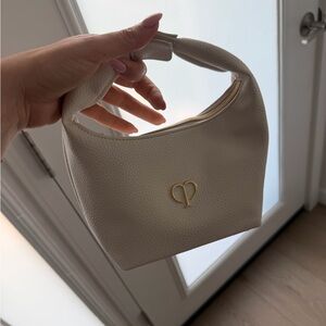 Cream Cle de peau cosmetics  Textured Mini Hobo Bag with Gold Accent